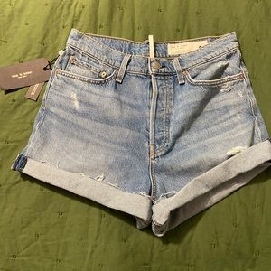 Rag and Bone NWT Maya Distressed High Waist Cuffed Denim Jean Shorts